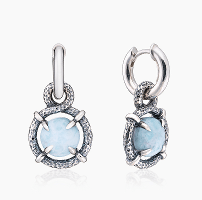 Серьги из серебра 925 с ларимарами