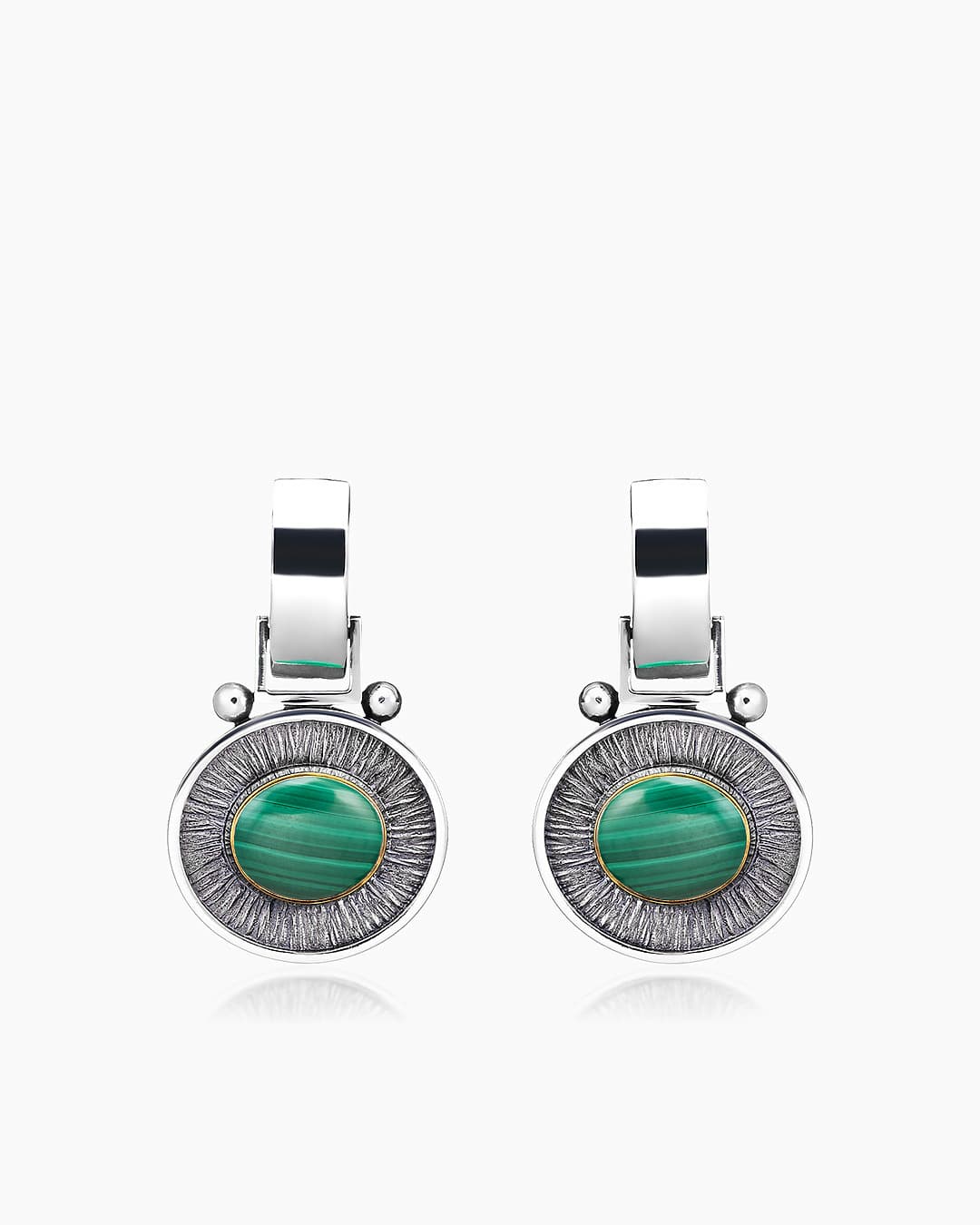 Серьги из серебра 925 с малахитами