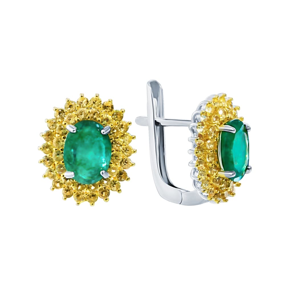 Серьги из серебра 925 с бериллами