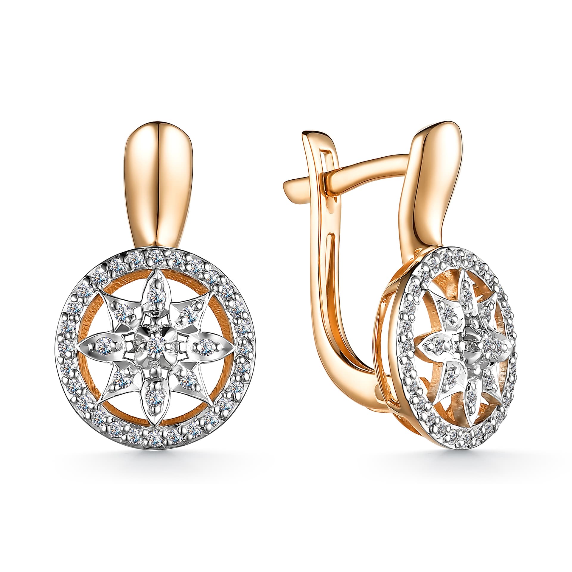 Серьги из золота 585 с бриллиантом