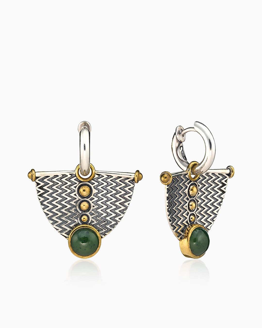 Серьги из серебра 925 с  нефритом