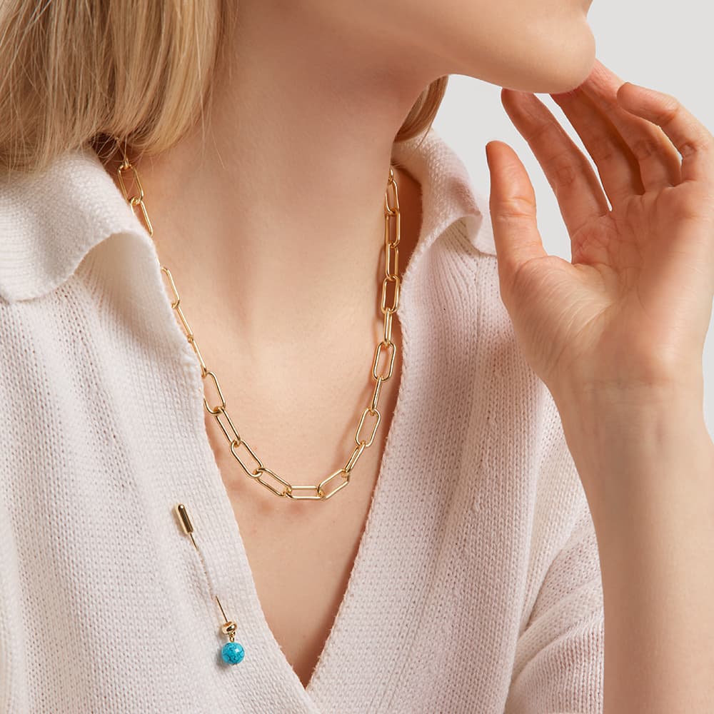 Колье из стали с бирюзой