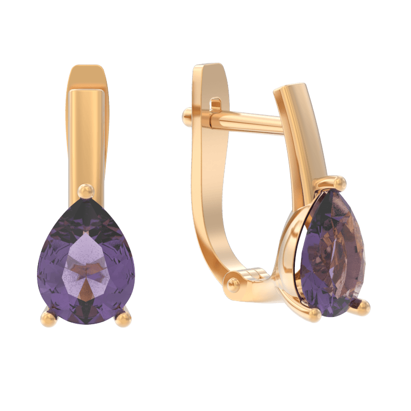 Серьги из золота 585 с аметистами