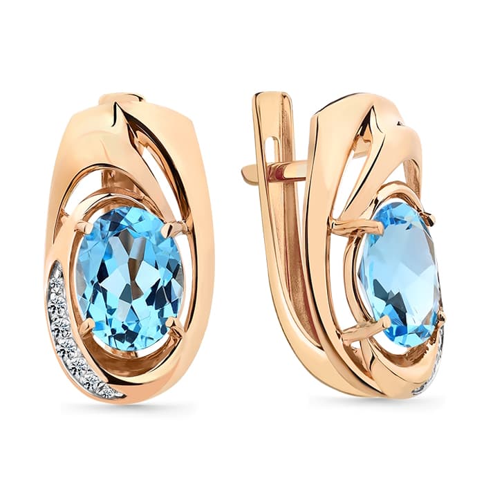 Серьги из золота 585 с топазами swiss