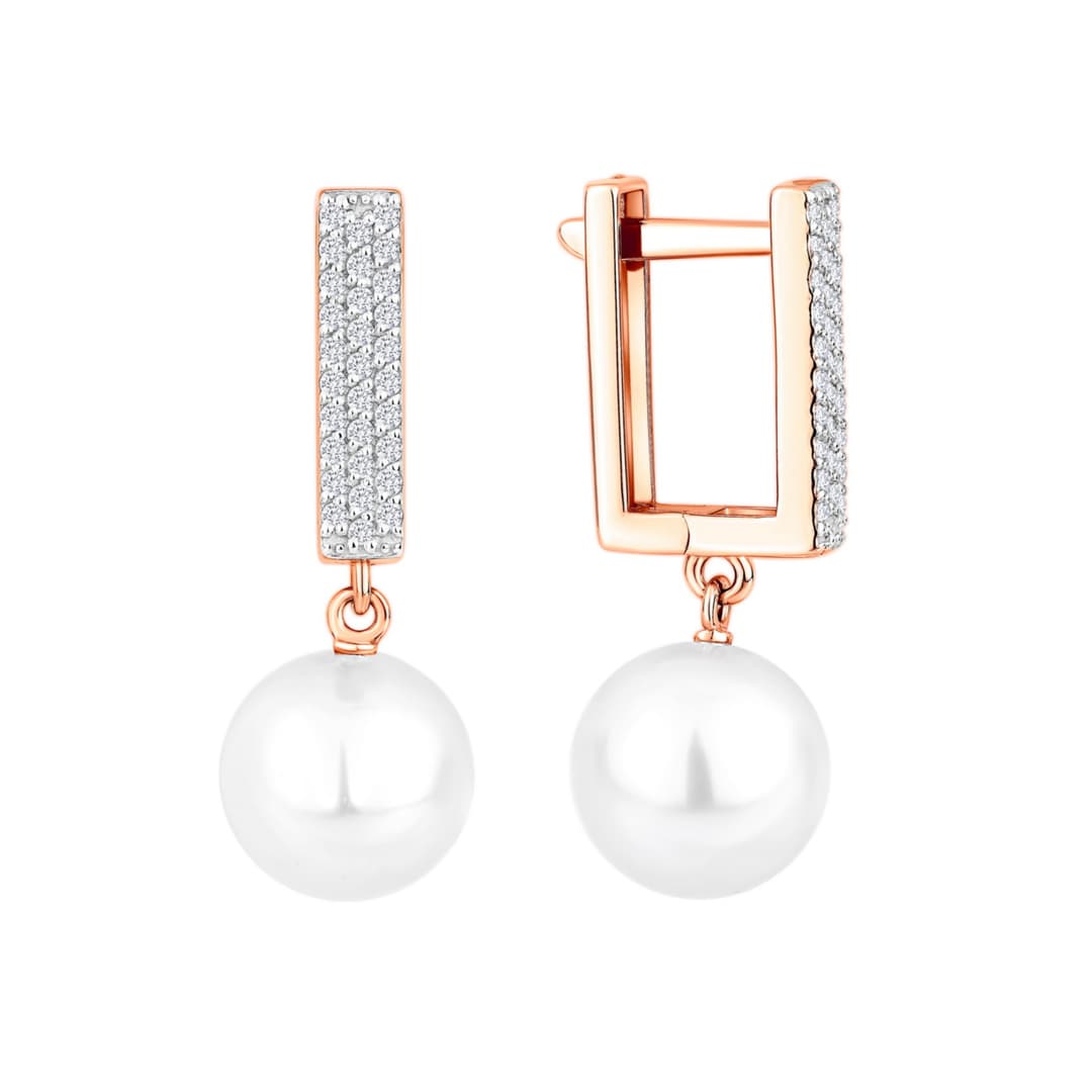 Серьги из золота 585 с  жемчугом