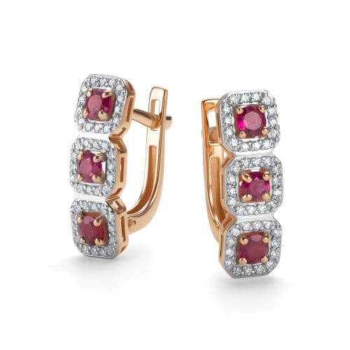 Серьги из золота 585 с рубинами