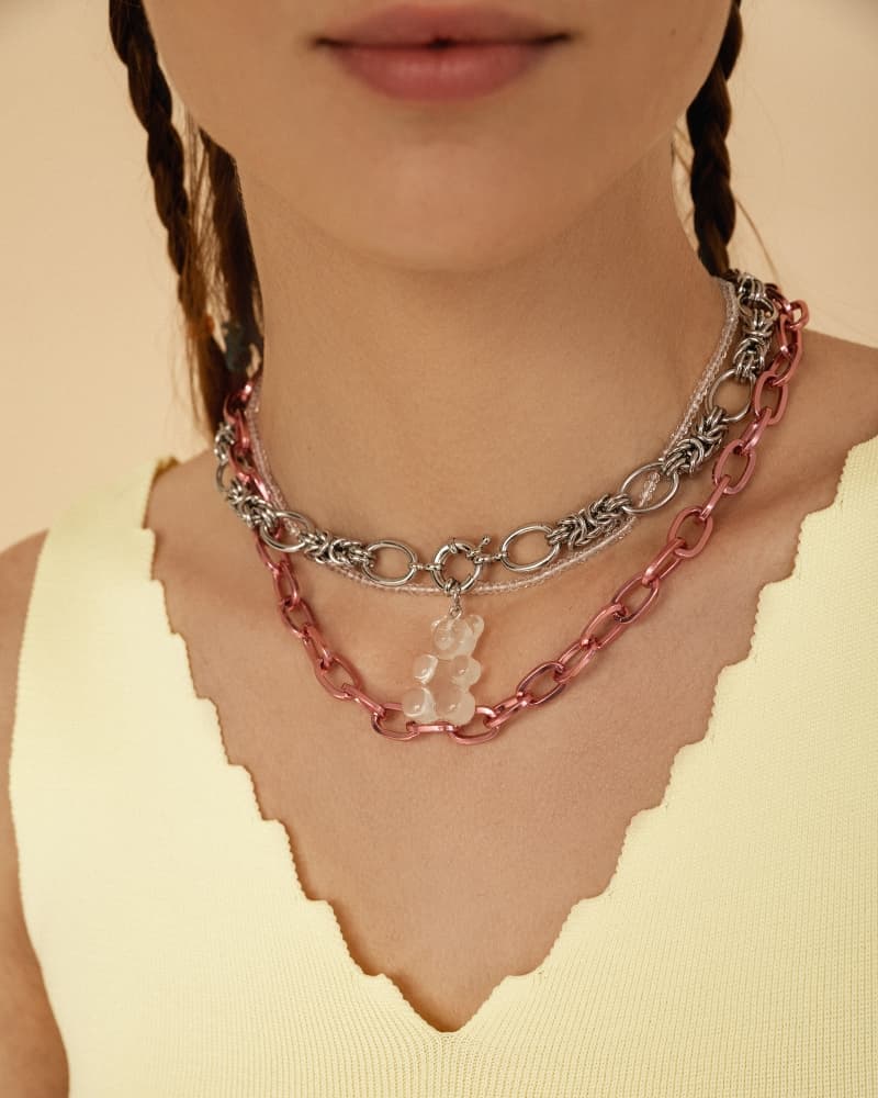 Колье из стали с ювелирным стеклом