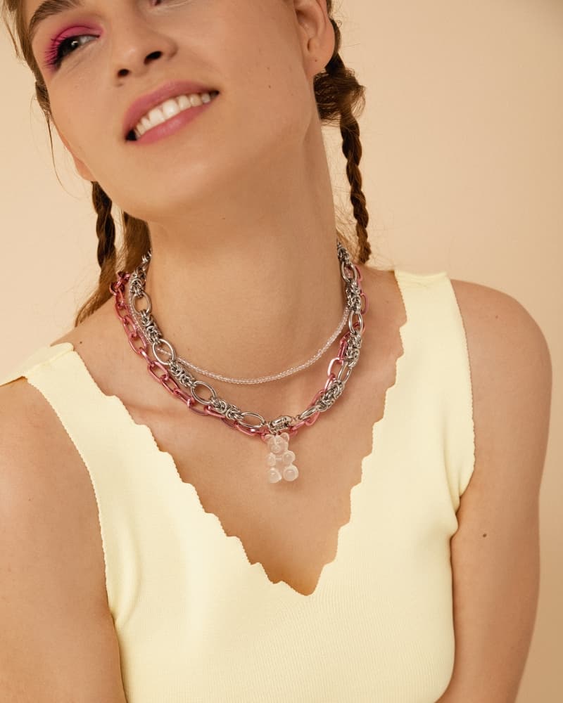 Колье из стали с ювелирным стеклом