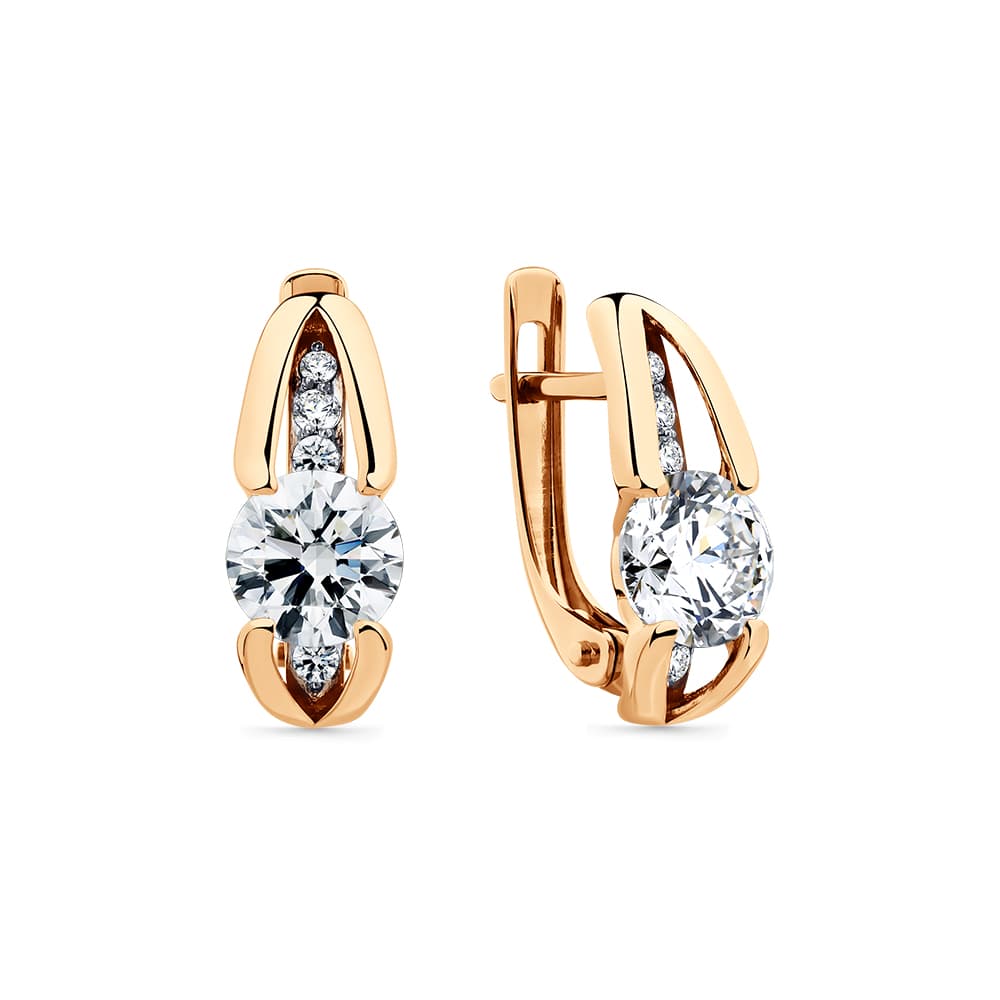 Серьги из золота 585 с фианитами