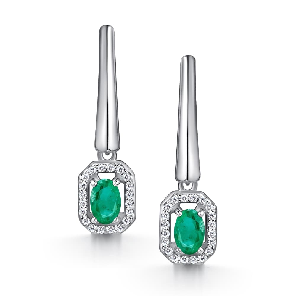 Серьги из серебра 925 с изумрудами