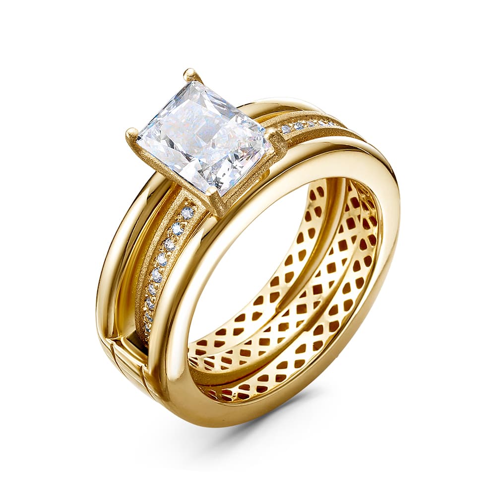 Кольцо из золота 585 с бриллианитами