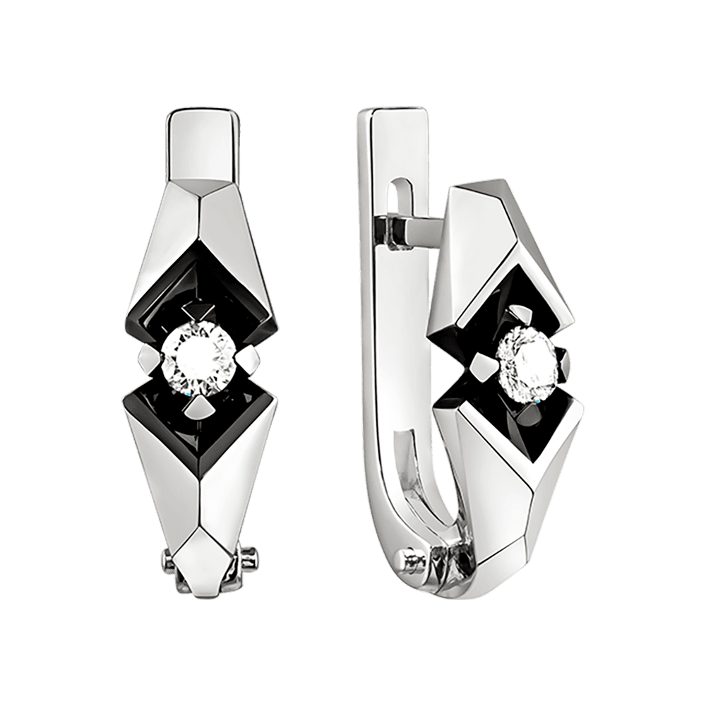 Серьги из золота 585 с бриллиантом