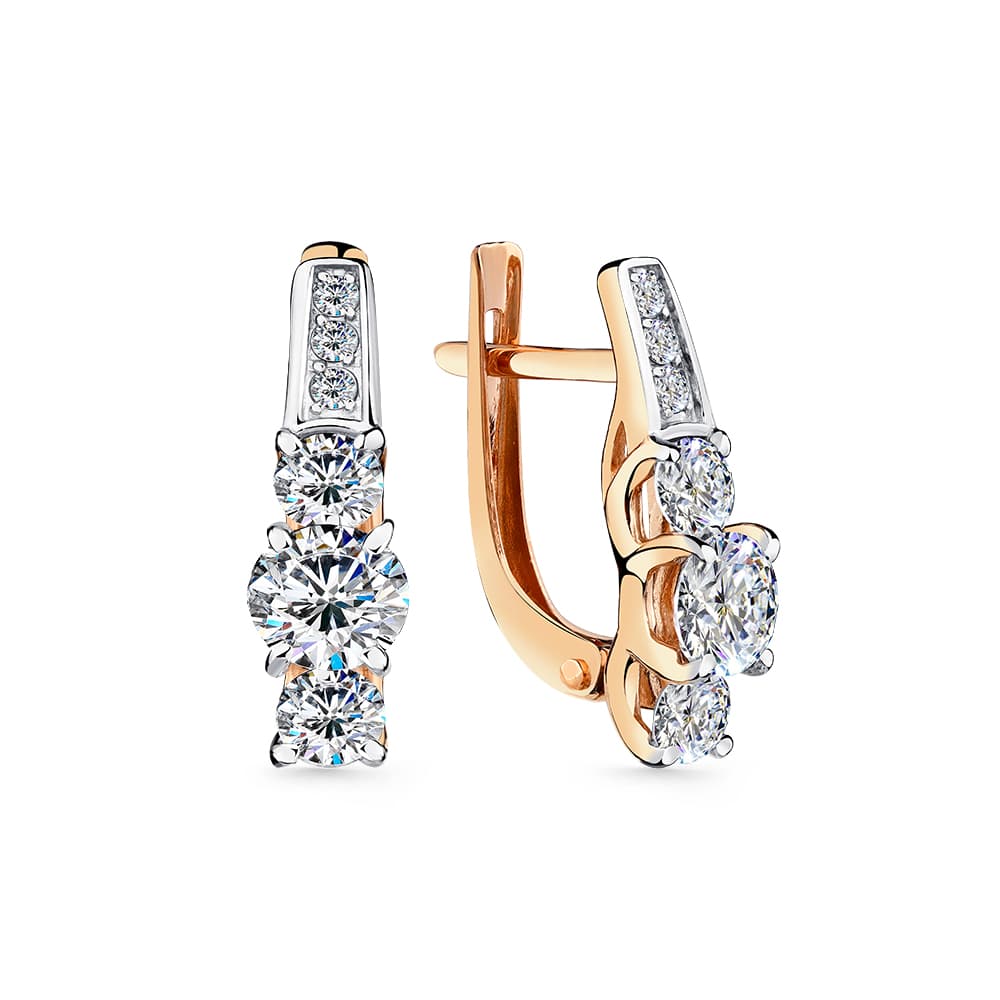 Серьги из золота 585 с  фианит