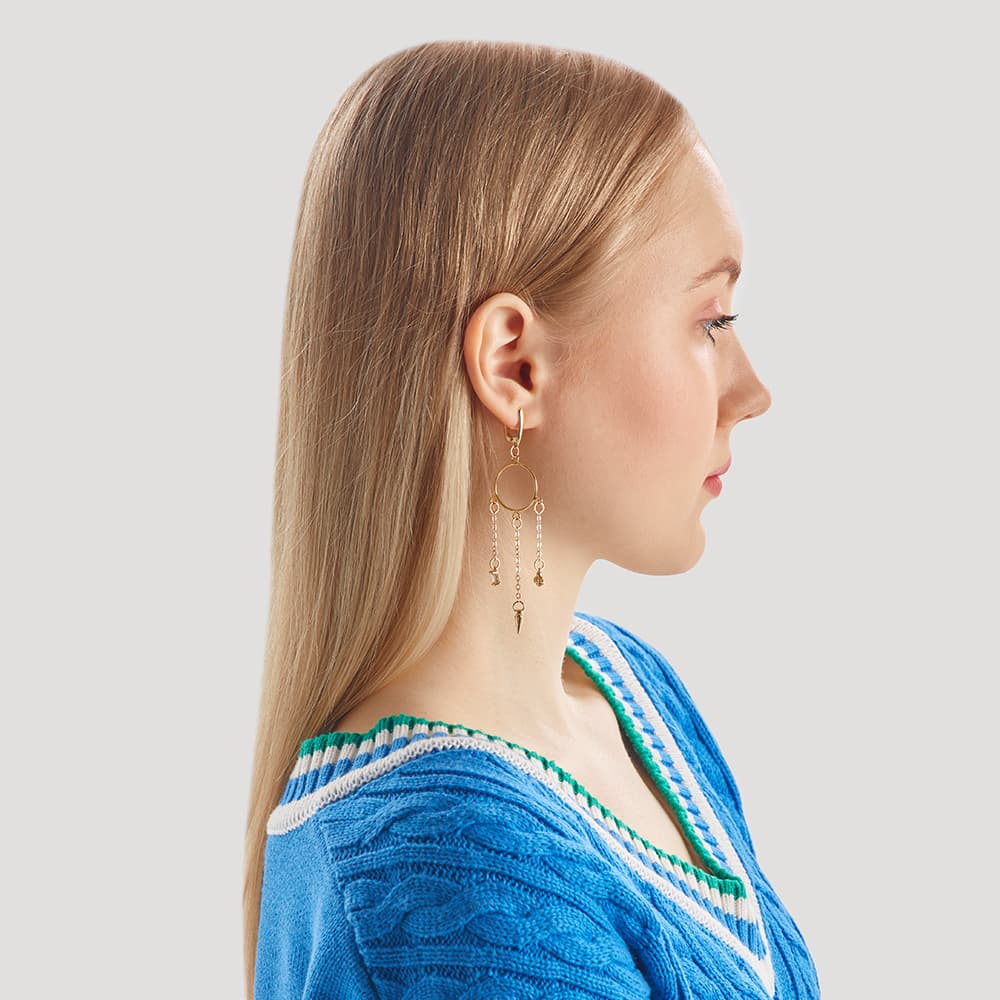 Серьги из стали с ювелирным стеклом