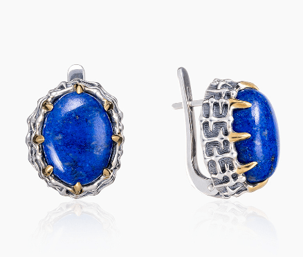 Серьги из серебра 925 с  лазуритом