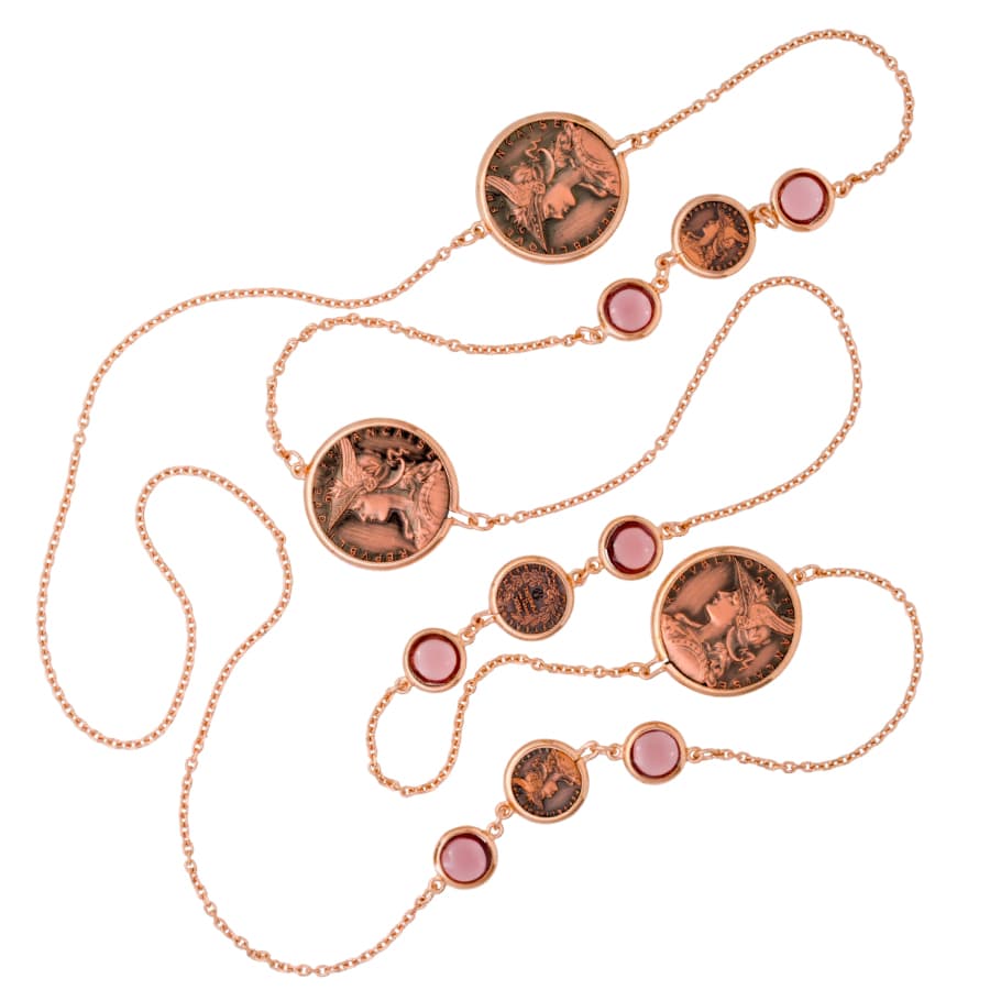 Колье из бижутерный сплава с кварцем