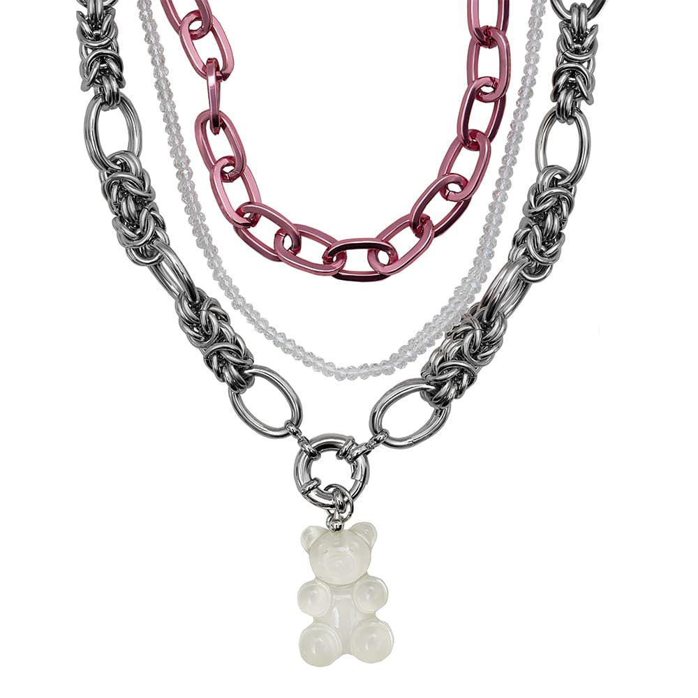 Колье из стали с ювелирным стеклом