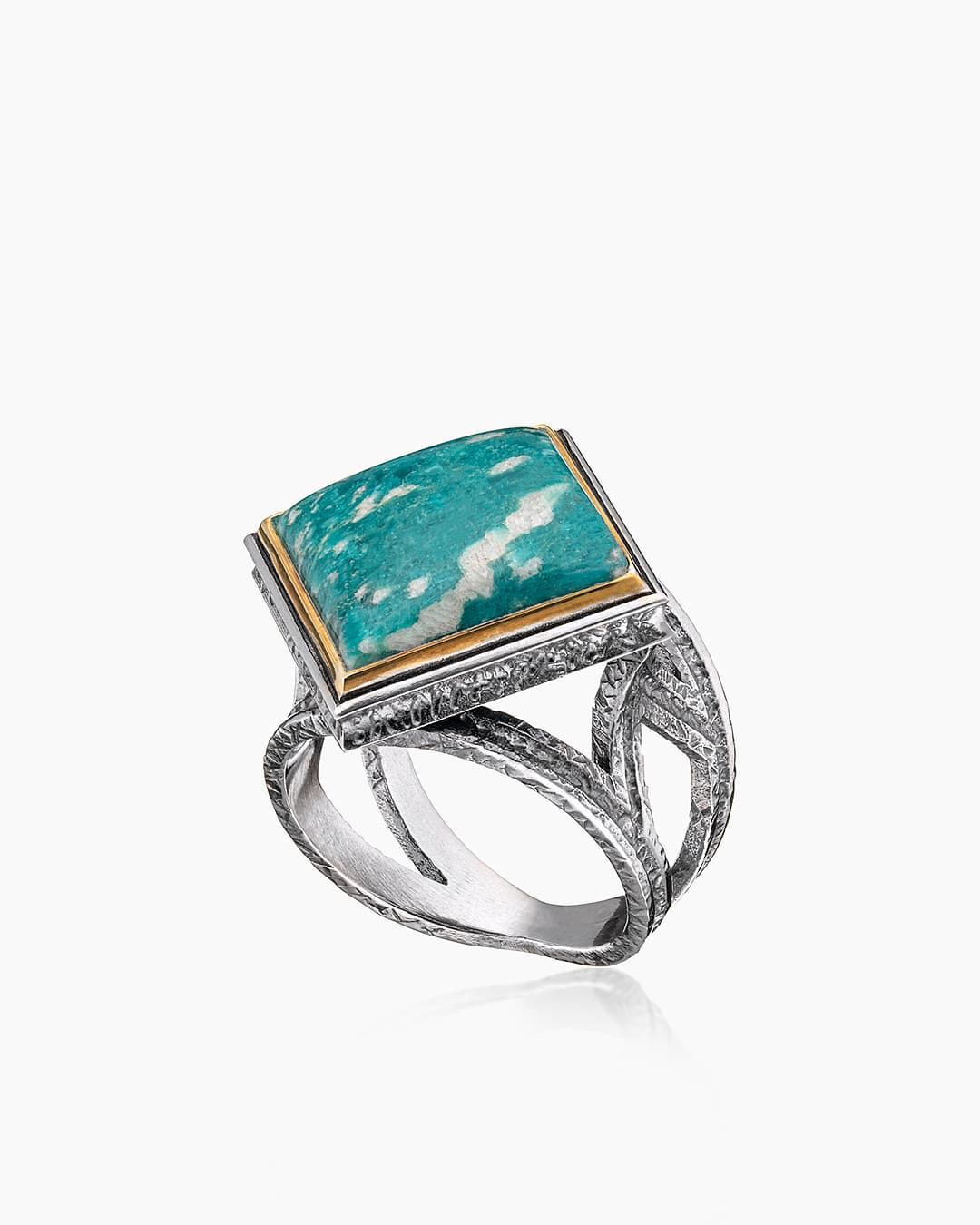 Кольцо из серебра 925 с амазонитами