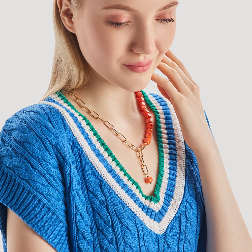 Колье из стали с керамикой