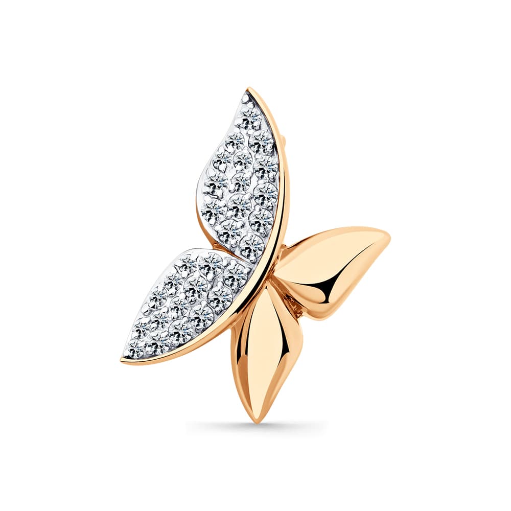 Брошь из золота 585 с  фианит