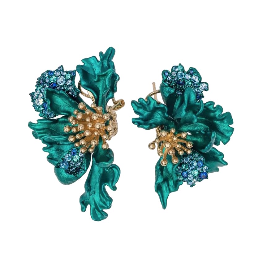 Серьги из бижутерный сплава с фианитами