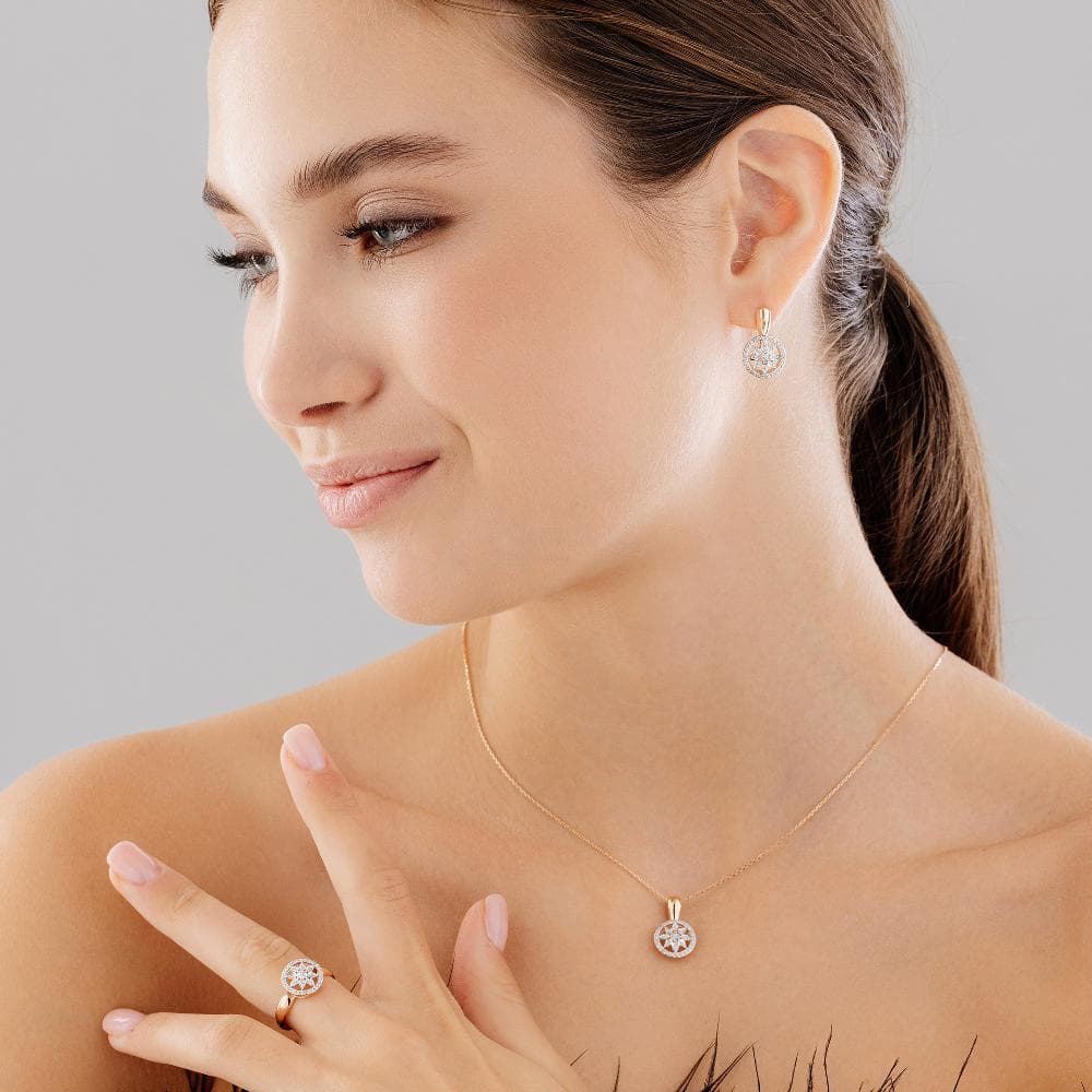 Серьги из золота 585 с бриллиантом