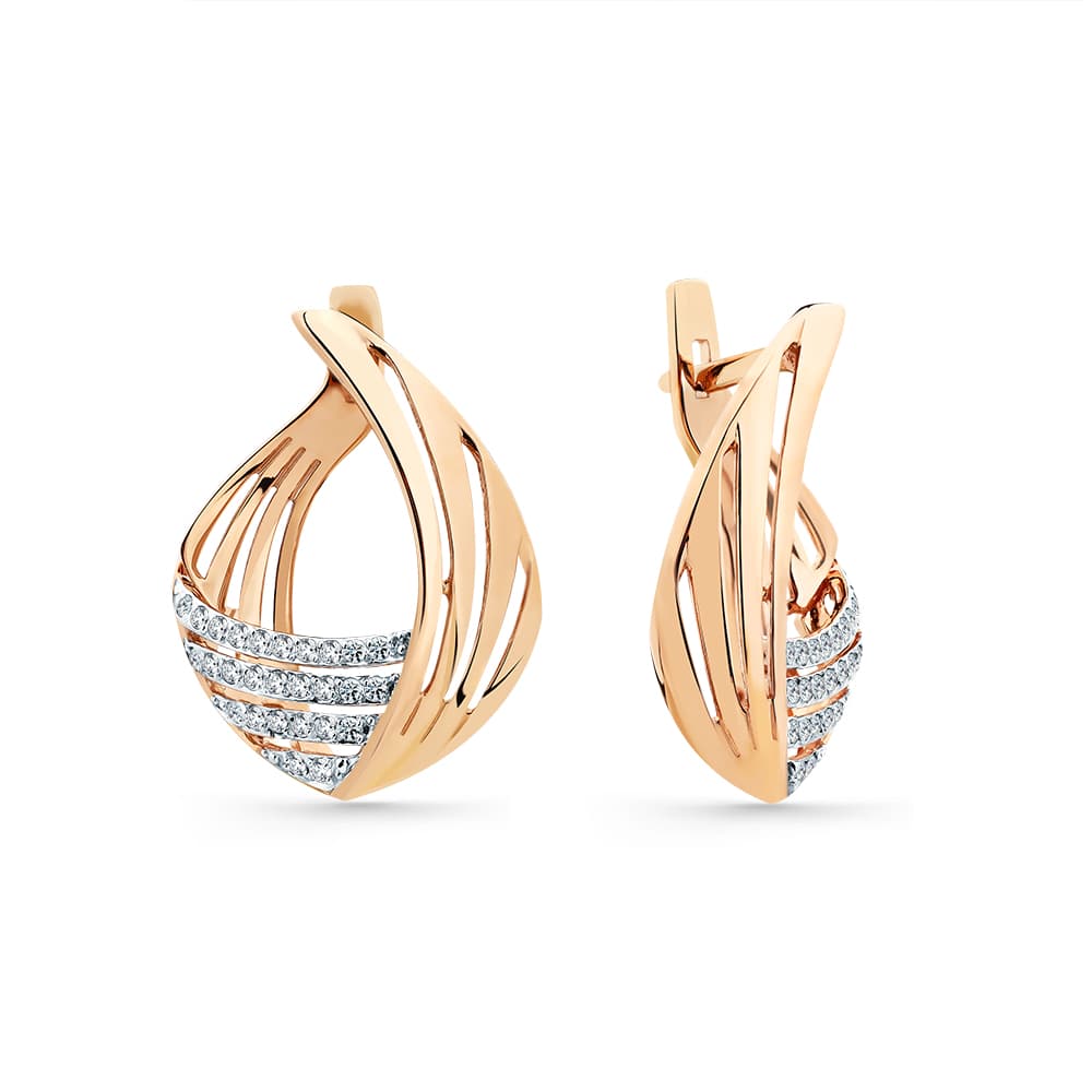 Серьги из золота 585 с фианитами