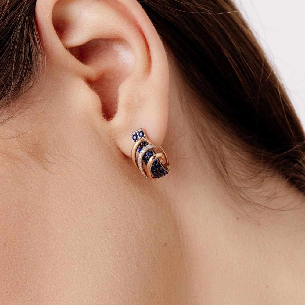 Серьги из золота 585 с сапфирами