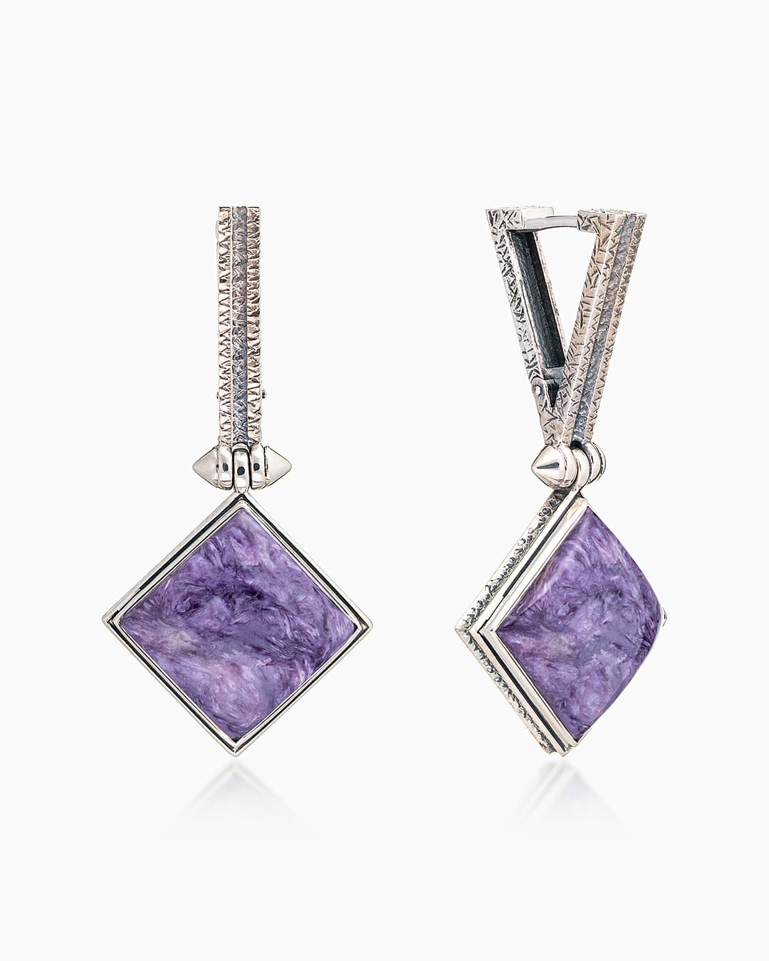 Серьги из серебра 925 с чароитами