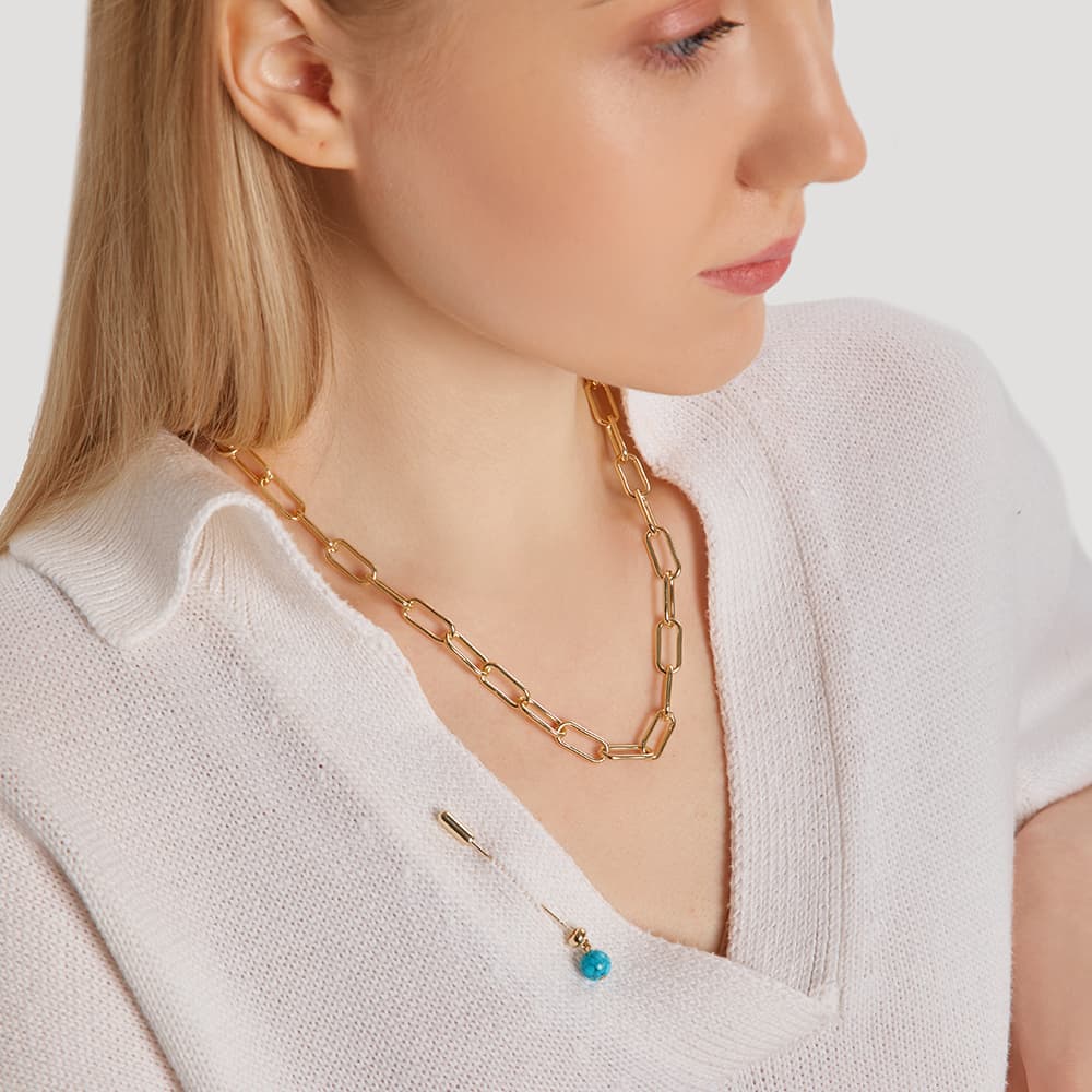 Колье из стали с бирюзой