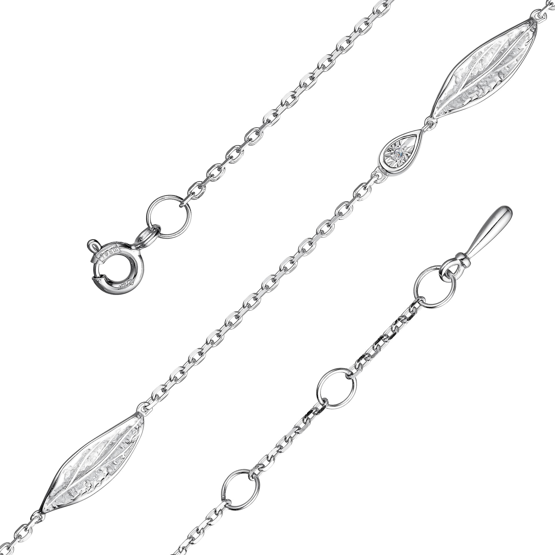 Браслет декоративный из серебра 925 с бриллиантом