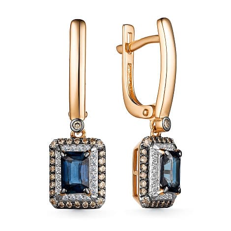 Серьги из золота 585 с сапфиром