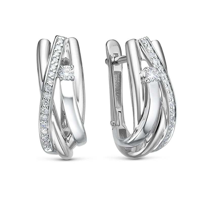 Серьги из золота 585 с бриллиантом