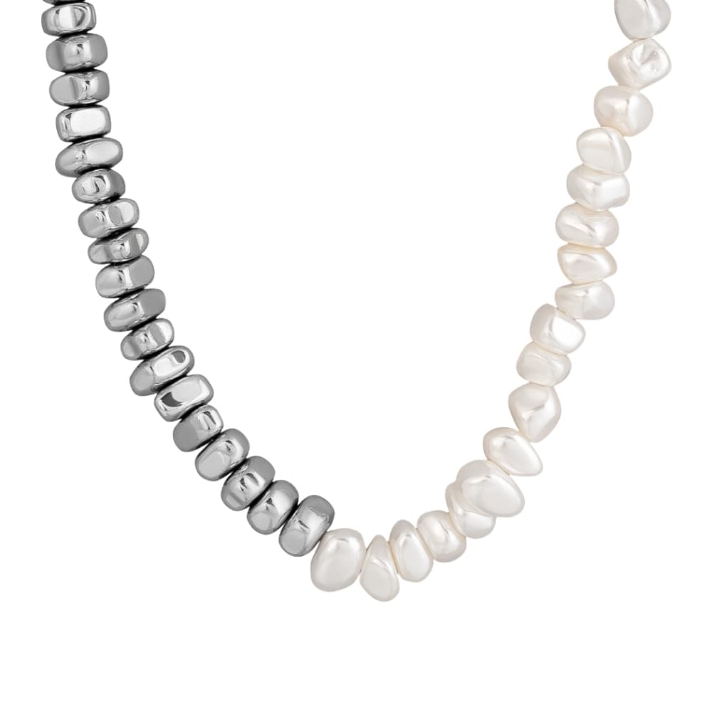 Колье из стали с жемчугом