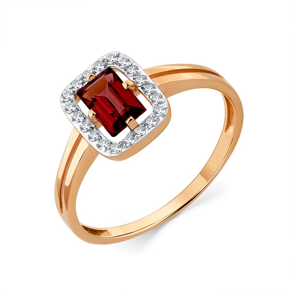 Кольцо из золота 585 с  гранатом