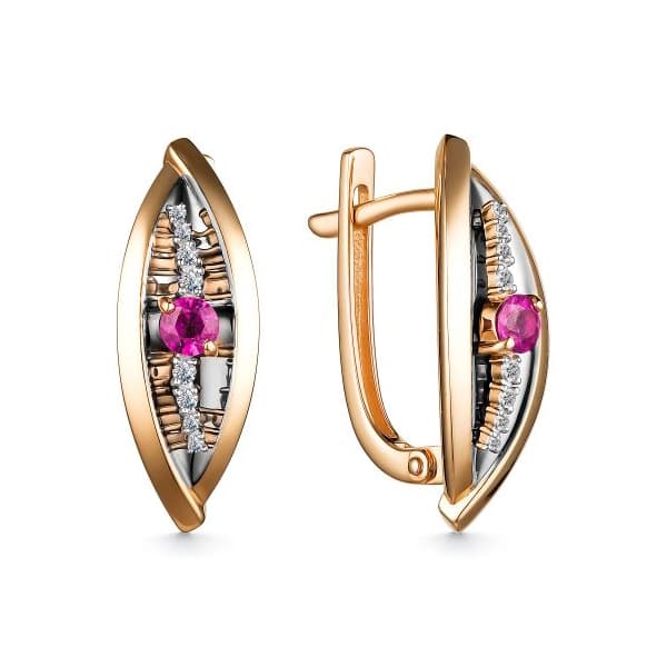 Серьги из золота 585 с рубинами