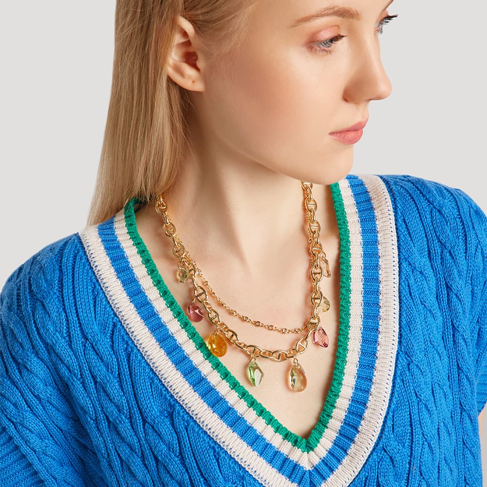 Колье из стали с кристаллом swarovski