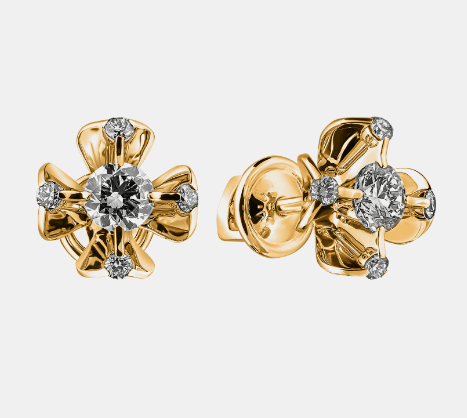 Серьги из золота 585 с бриллиантами