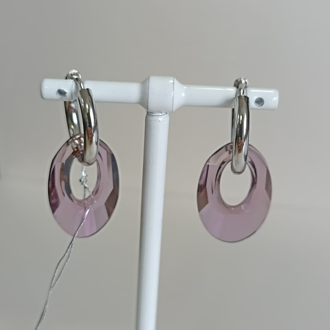 Серьги из стали с кристаллом swarovski