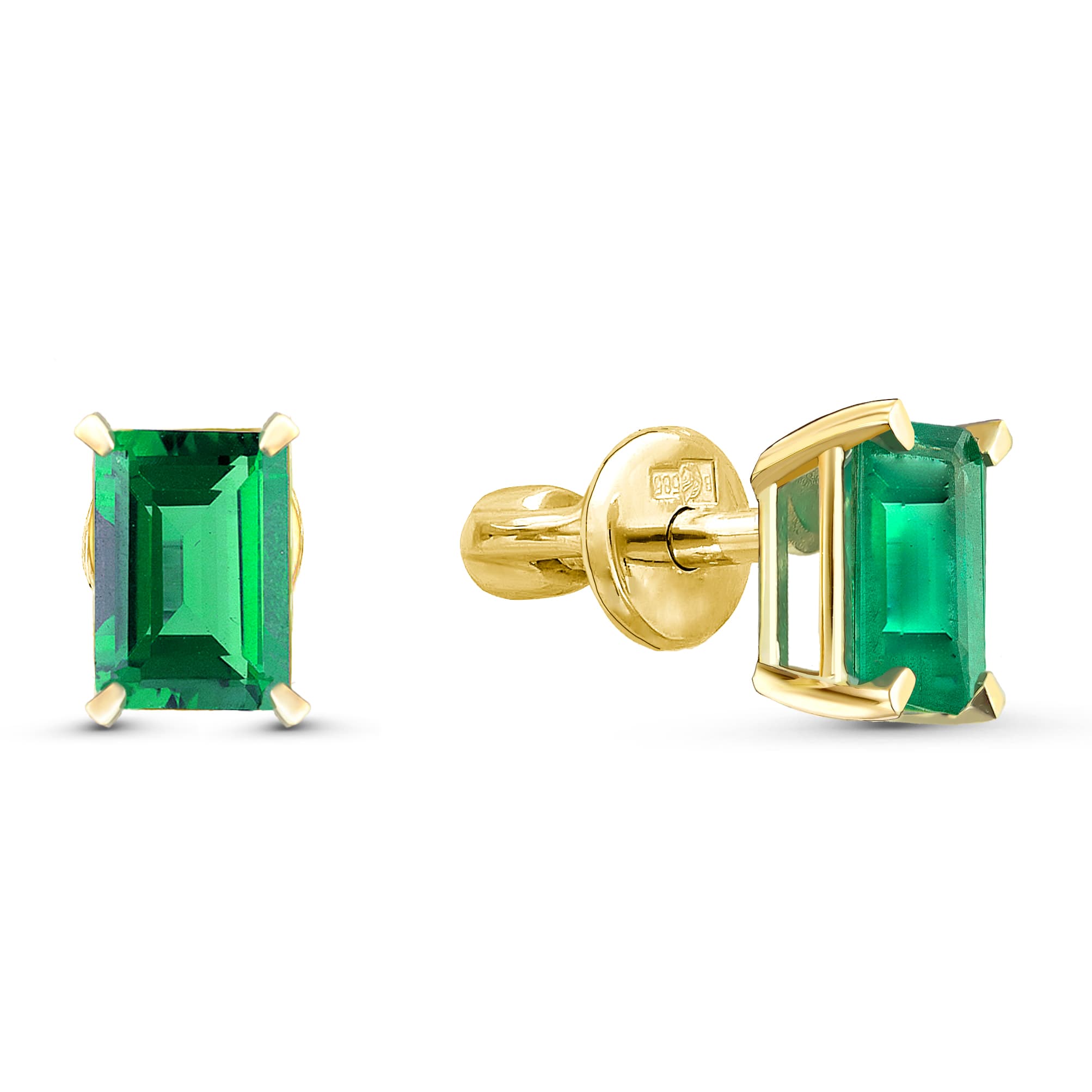 Серьги из золота 585 с  изумрудом