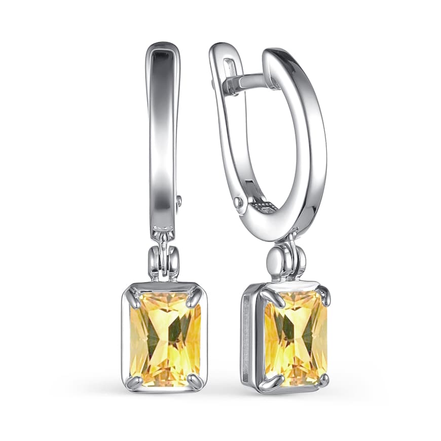 Серьги из серебра 925 с цитрином