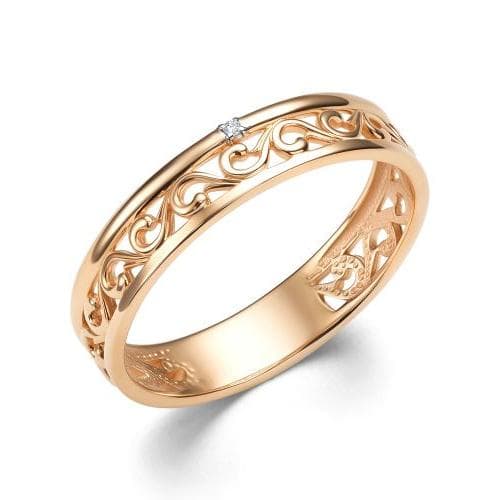 Кольцо обручальное из золота 585 с бриллиантами