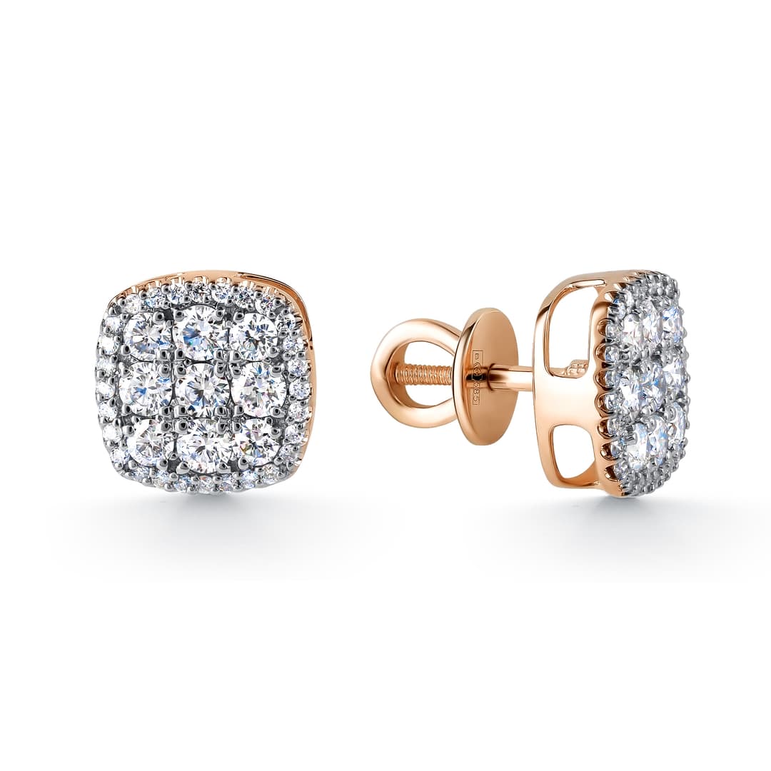 Серьги из золота 585 с  бриллиантом