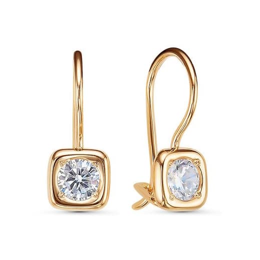 Серьги детские из золота 585 с фианит