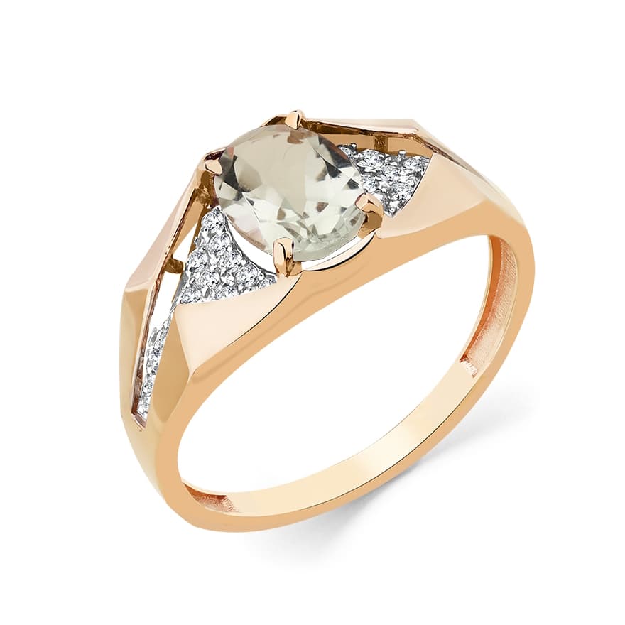 Кольцо из золота 585 с празиолитами