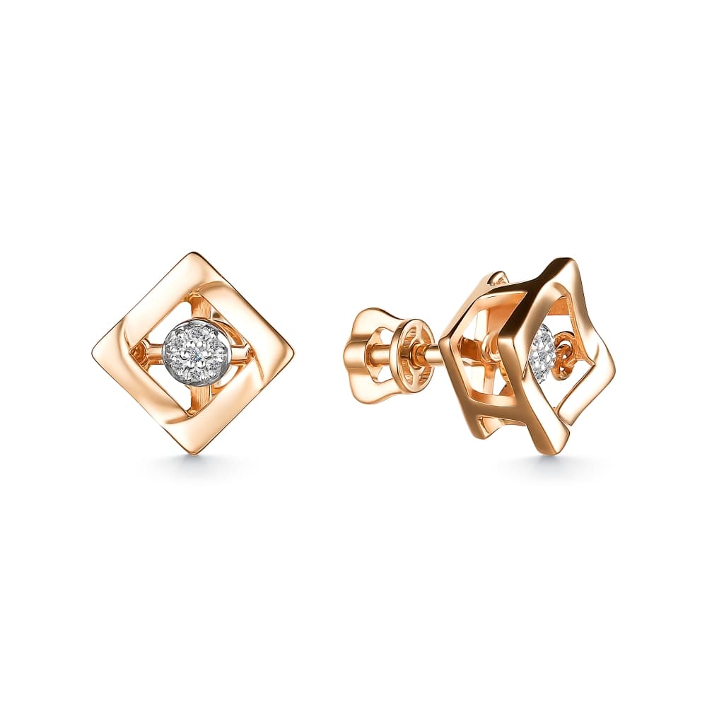 Серьги из золота 585 с бриллиантом
