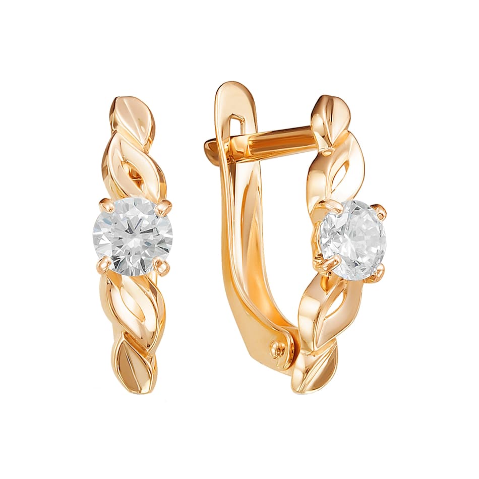 Серьги из золота 585 с фианитами