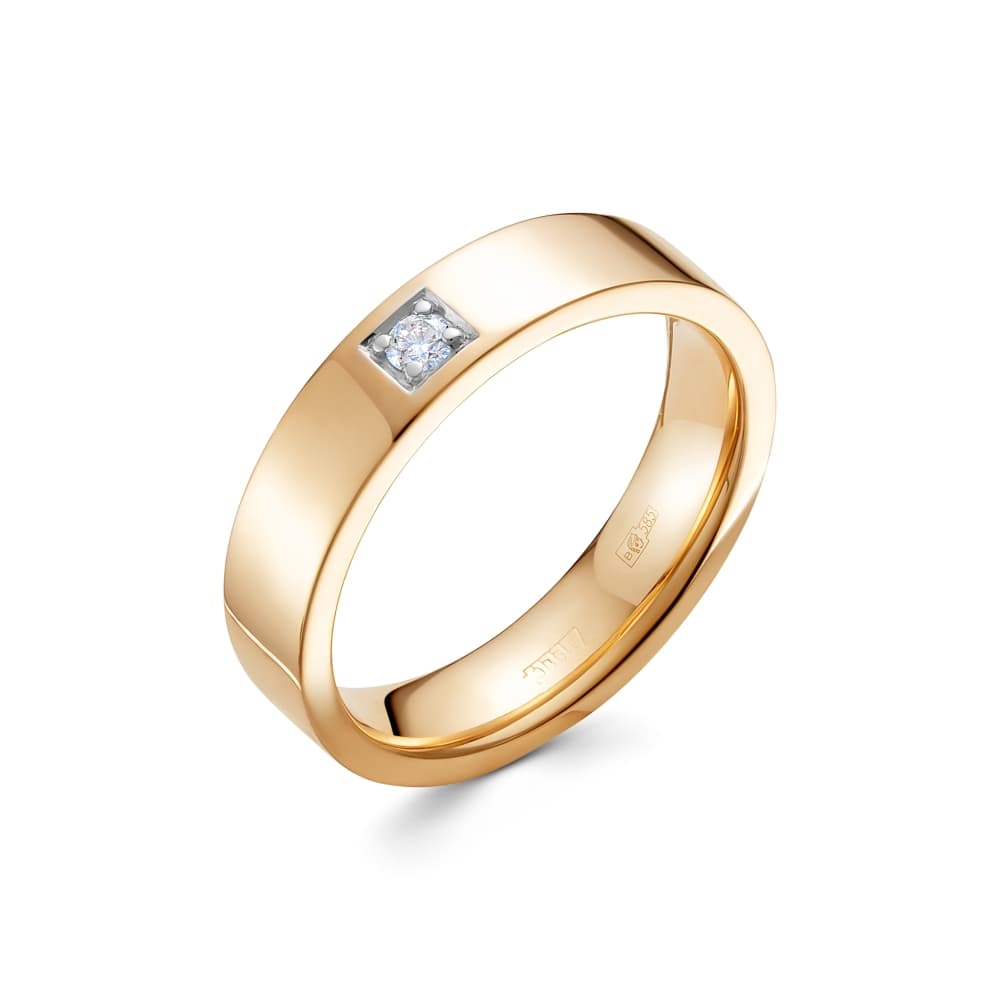 Кольцо обручальное из золота 585 с бриллиантами