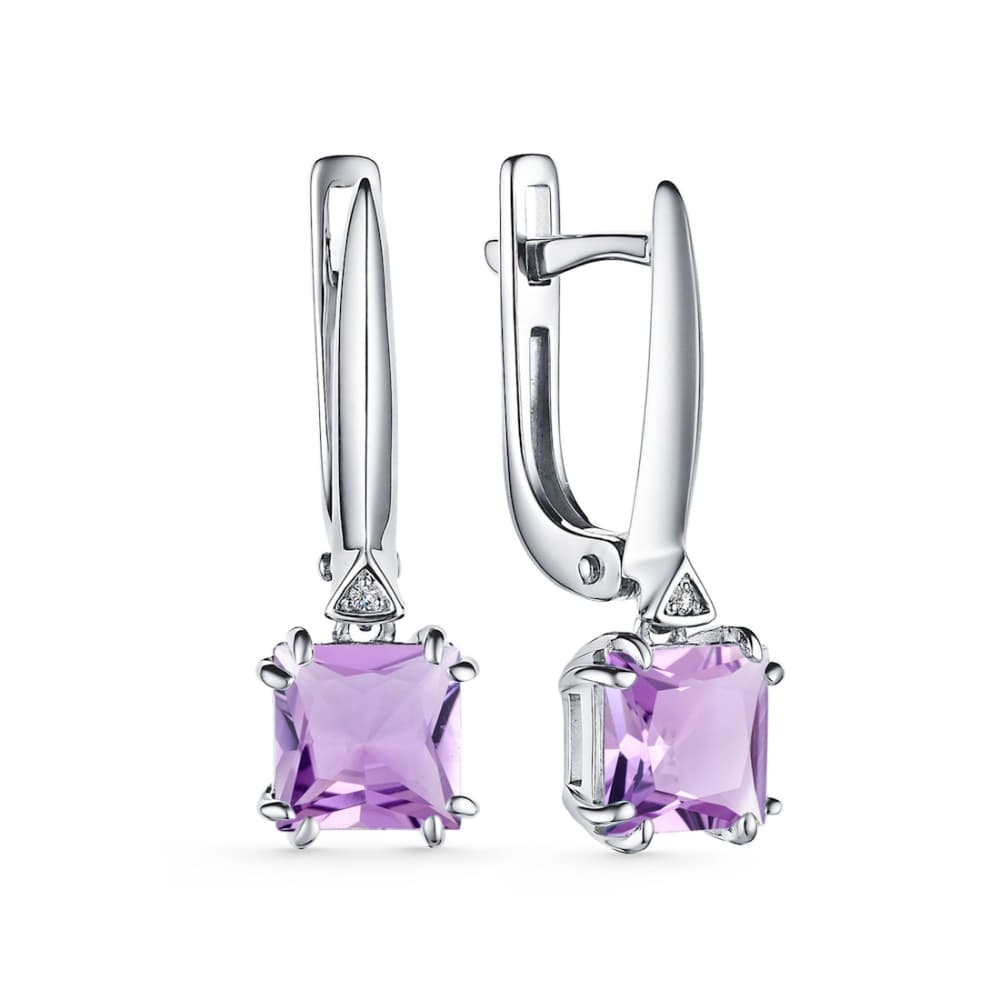 Серьги из серебра 925 с аметистом