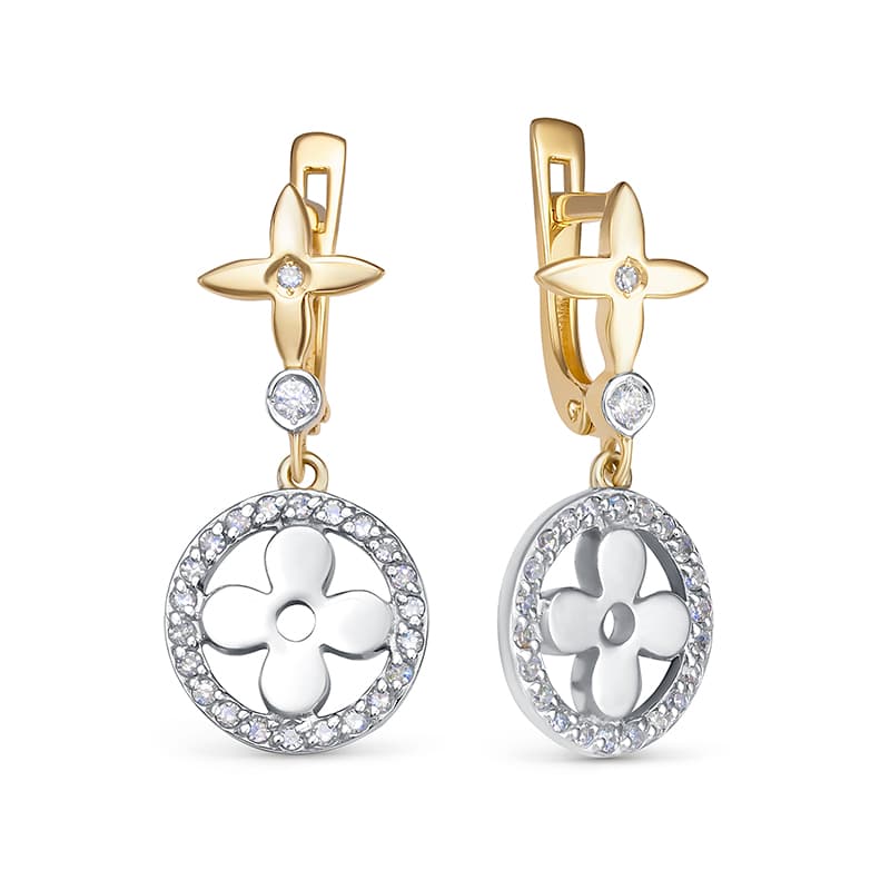 Серьги из золота 585 с бриллиантом